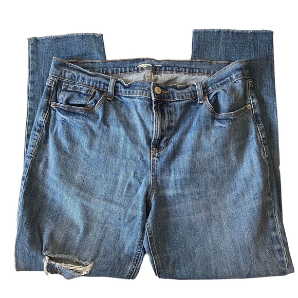Old Navy‎ Women’s Size 14 Boyfriend Jeans Raw Hem Distressed Ripped Retro - Picture 1 of 15
